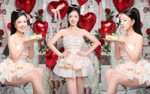 Sau nửa năm đăng quang, Hoa hậu Hoàng Thu Thủy đón tuổi mới với bộ ảnh ngọt ngào